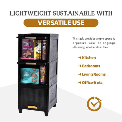 3-Layer Plastic Storage Drawer Cabinet