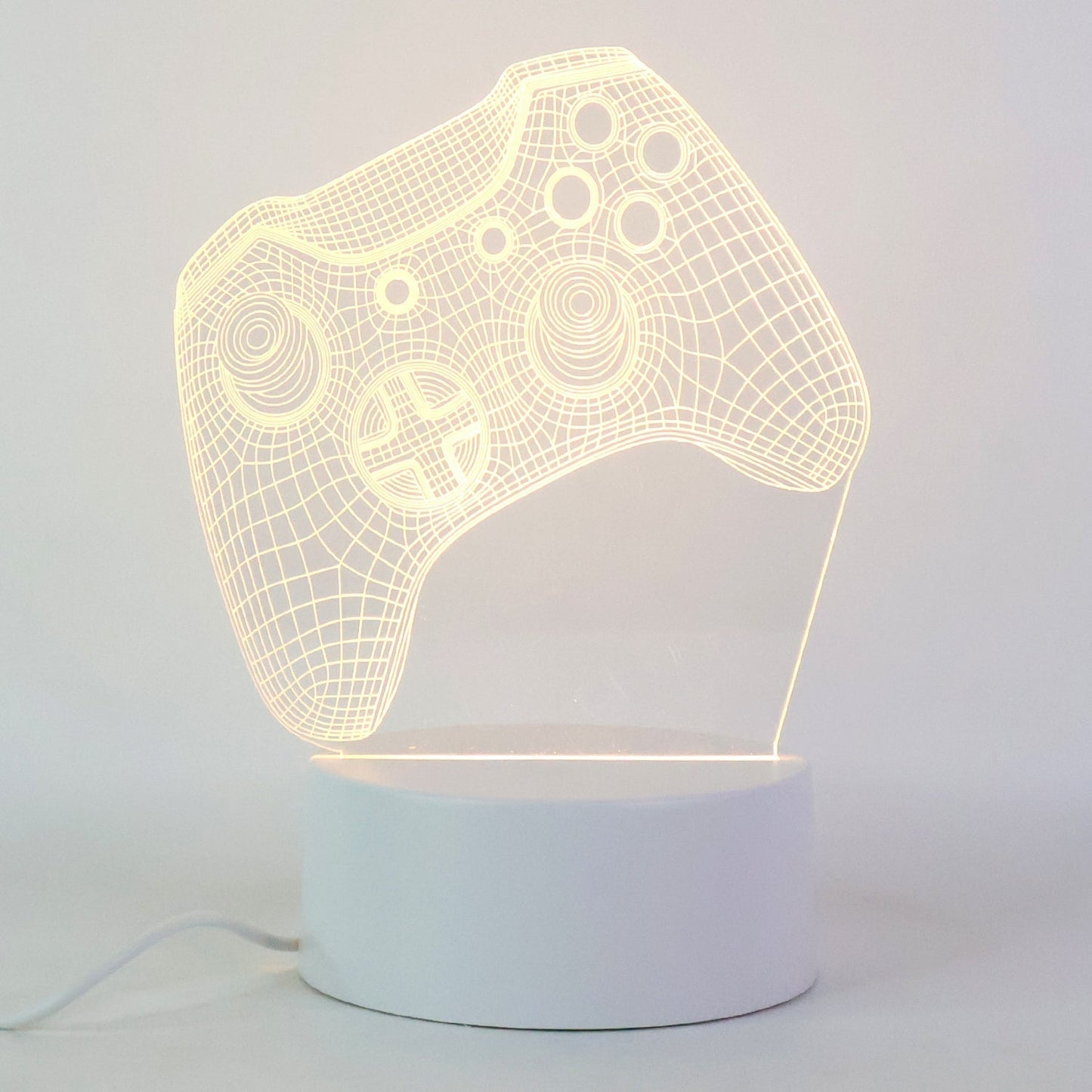 3D Illusion LED Night Lamp with Gaming Controller Design