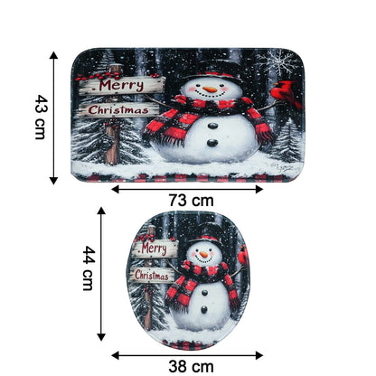 3 in 1 Christmas-Themed Bathroom Mat - (1 Set)