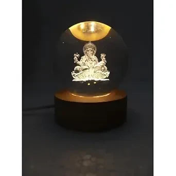 3D Crystal Ganesha Creative Engraved Crystal Ball Night Light Ganesh Ganesha