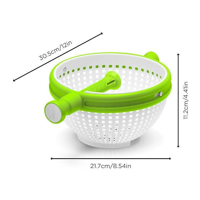 360° Rotating Salad Spinner with Handle | Multi-Function Vegetable Fruit Dryer Basket with Drain Holes